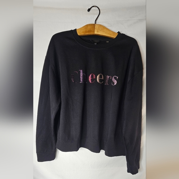 Ted Baker Zerah "Cheers" Embellished Graphic Sweatshirt Black Size L - Picture 5 of 14